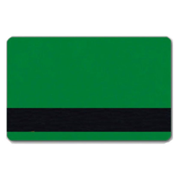 Grønt plastkort med blank overflade og LoCo magnetstribe, billige plastikkort fra RD Data