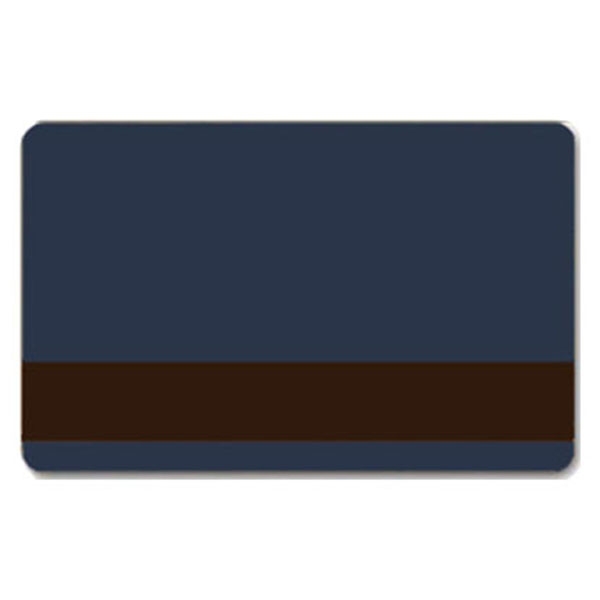 Mørkeblåt plastkort med blank overflade og LoCo magnetstribe, billige plastikkort fra RD Data