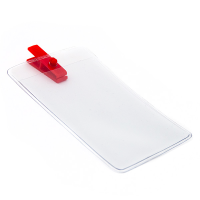 Vertikal kortholder m. plastik clip rød